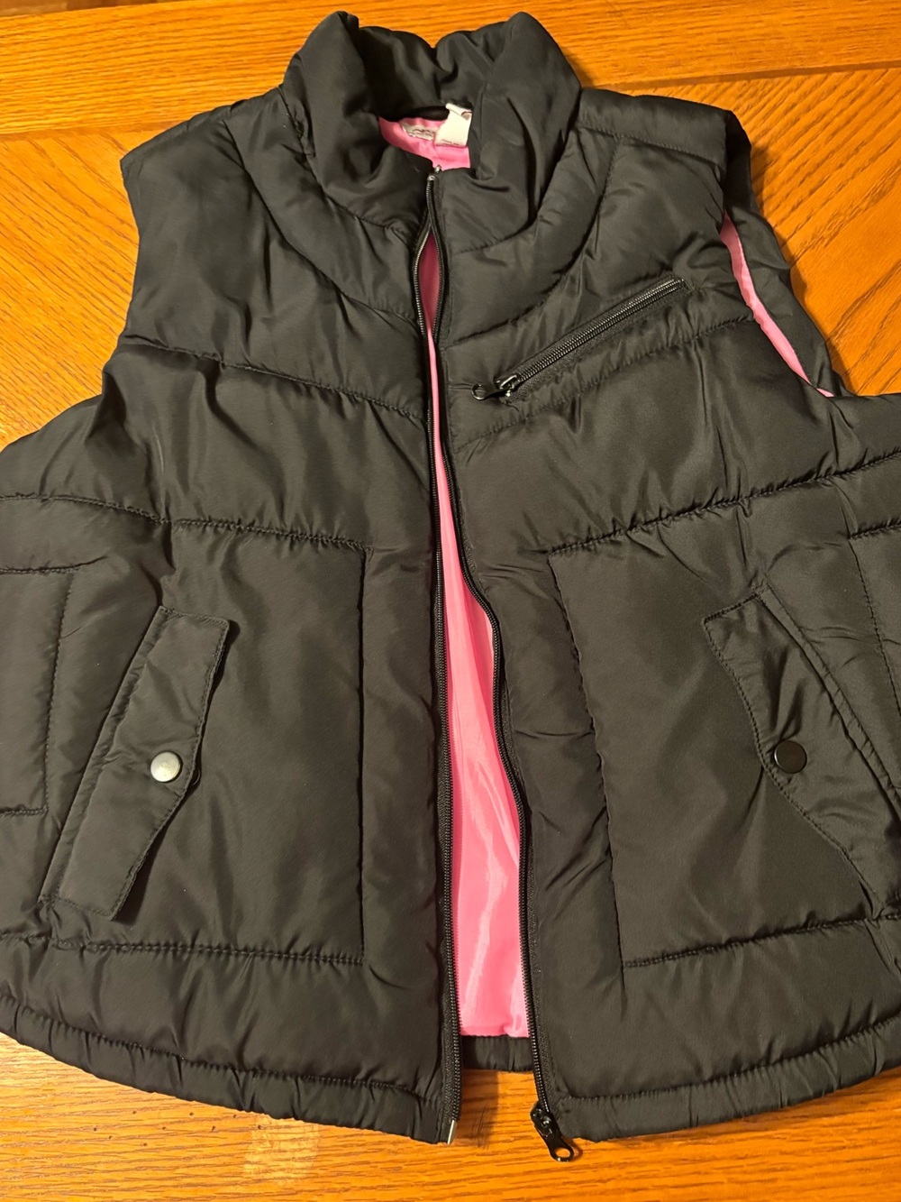 Arizona Jean Company Black Puffer Vest with Pink Lining size xl